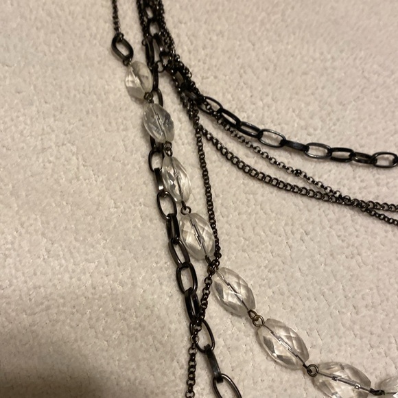 Black and Silver Layered Chain Necklace - Picture 2 of 2